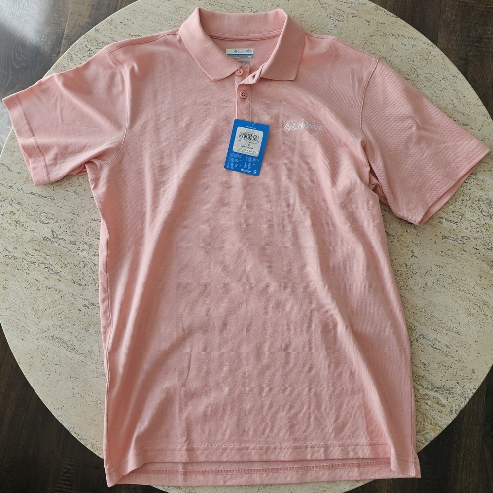 NWT Columbia Men's Light Pink Polo Shirt